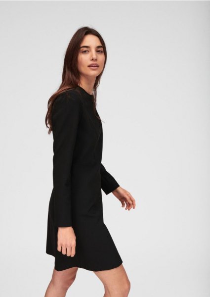 black medium long shift dress