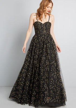 black dotted fit and flare floor-length Hawaiian summer dress