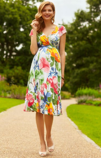 Floral fit and flare midi wedding dress from Hawaii