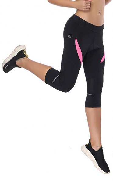 black running pants with pink crop top