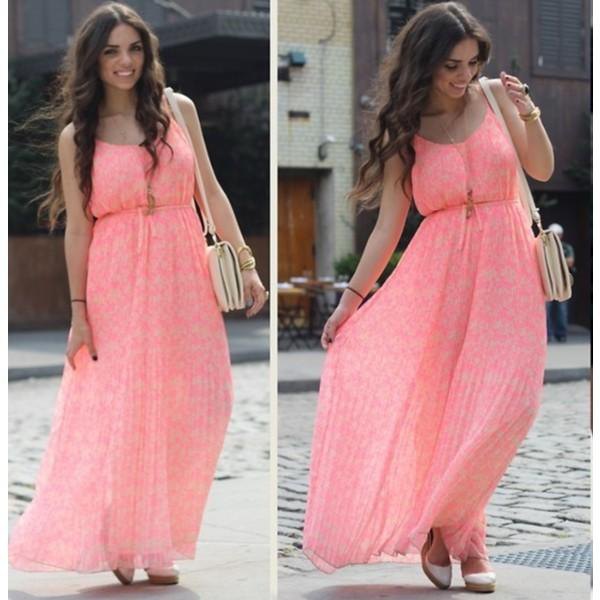 blush pink scoop neck ruched waist maxi lace dress