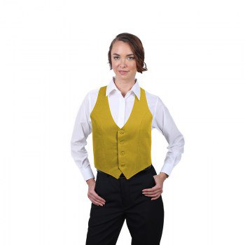 golden short formal vest with white shirt with buttons