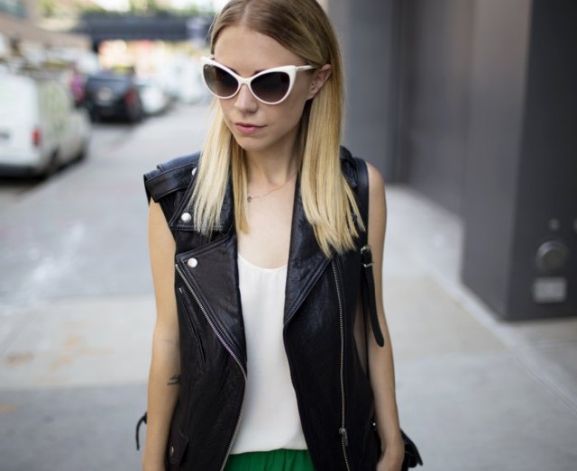 Leather Motorcycle Vest Outfit Ideas for  Women