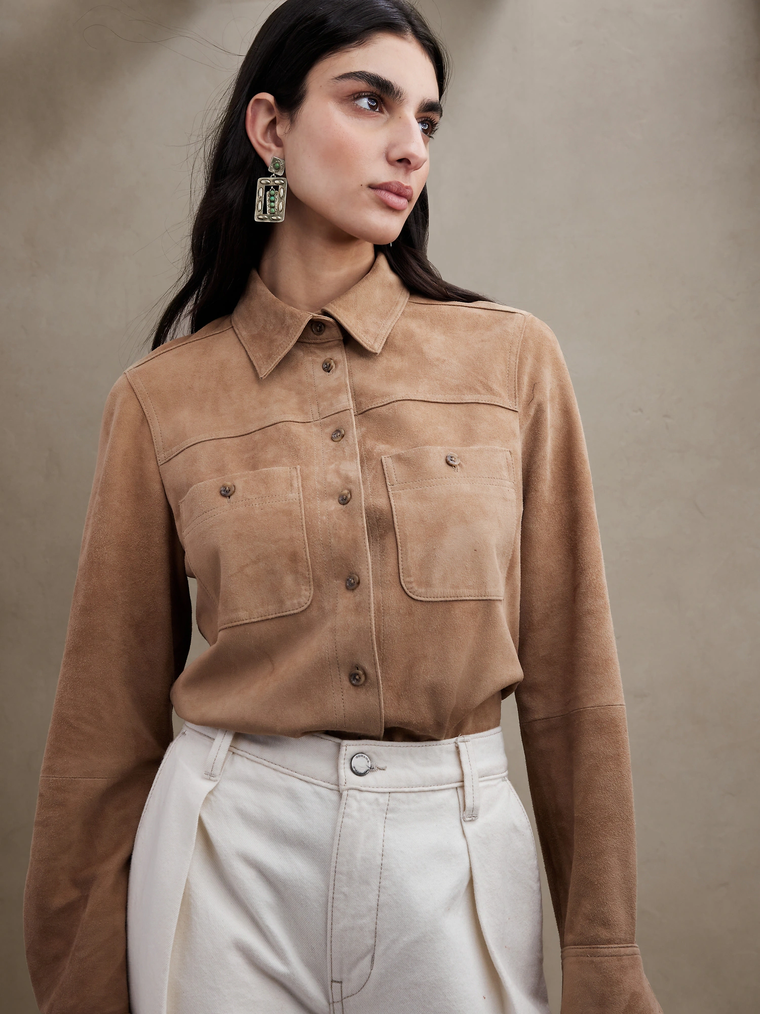 Suede Shirt Outfit Ideas for
  Women