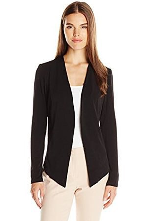 black sport blazer jacket with white scoop neck top and pale pink pants