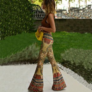gray molded tank top with crepe tribal printed bell bell pants