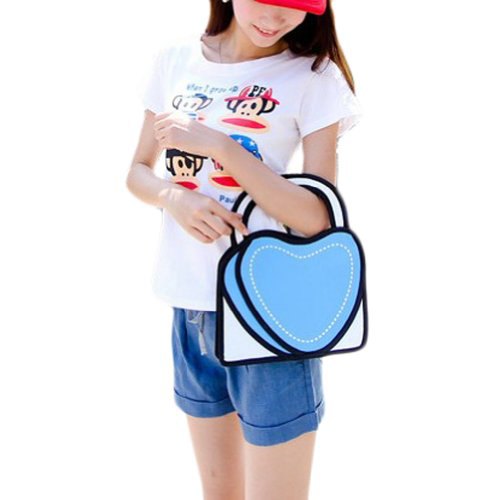 white print tee with heart shaped faux 2d cute handbags