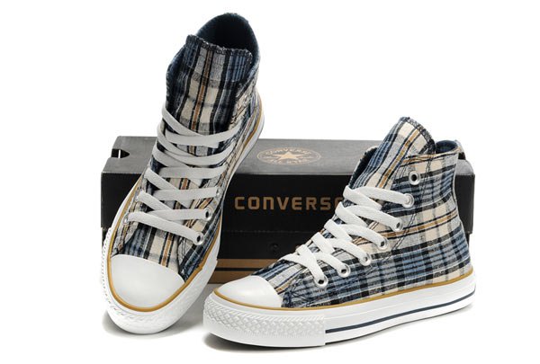 black gray and orange high checkered canvas sneakers