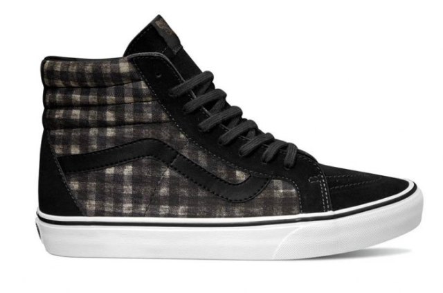 black gray and white high top cloth shoes
