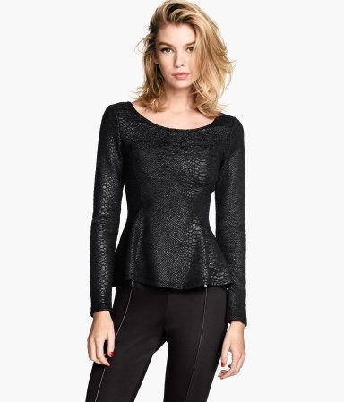 black shoe neck leather with long sleeve top