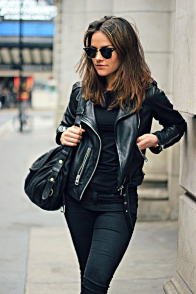 motorcycle jacket with all black outfit