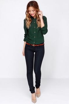 button up shirt with black tapered jeans