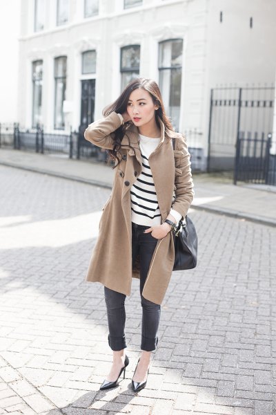 cotton wool with white and black striped sweater