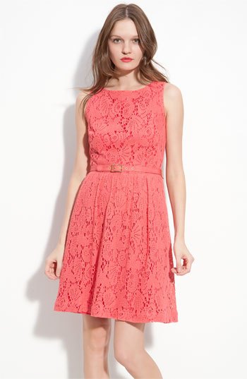 carol belt mantle mini lace dress with pink heels