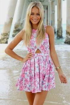 white and pink cutout front floral printed mini skater dress