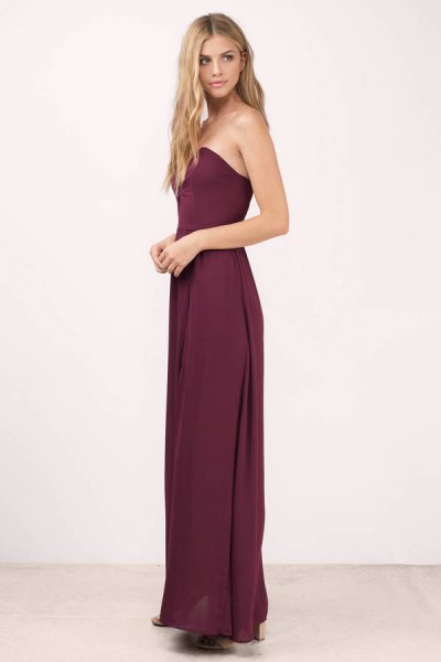 sweetheart neckline purple floor length dress