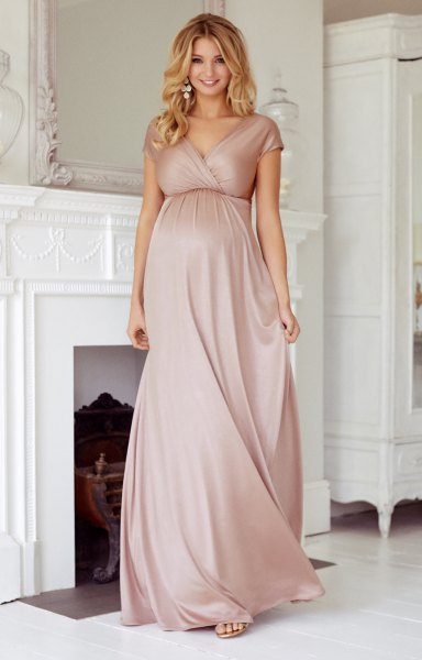 pink short sleeve maxi dress for mothers