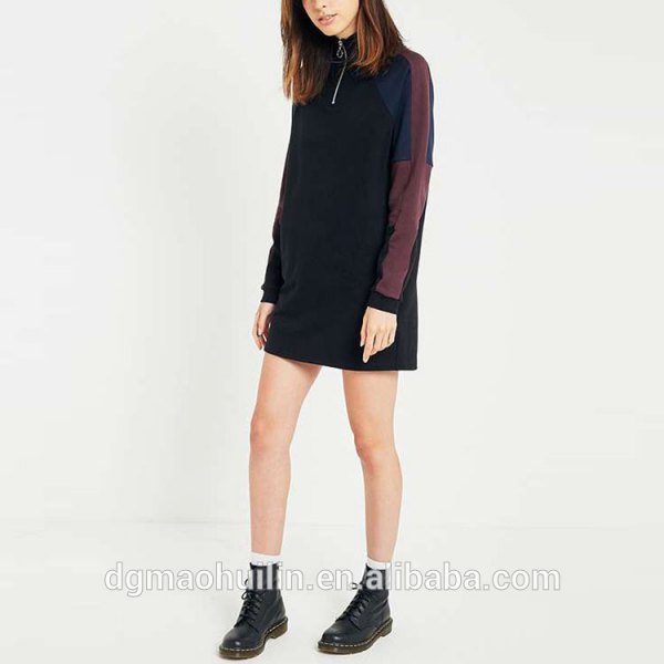 black hoodie dress with combat shoes