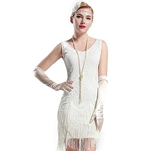 white mini French dress with long silk gloves