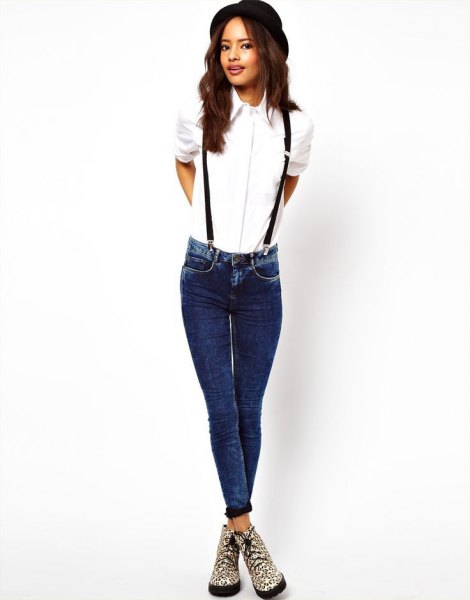white button up shirt with pendant jeans
