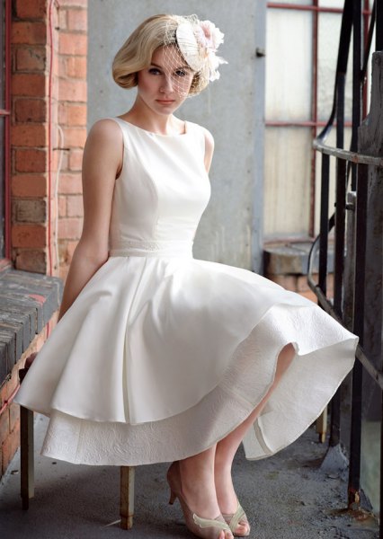 white sleeveless double layer maxi swing dress