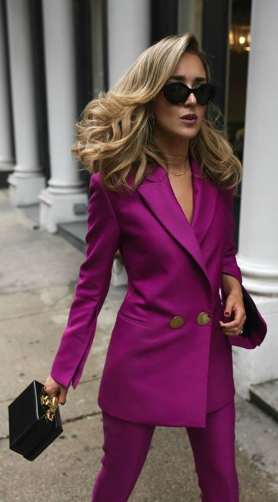 double breasted jacket magenta