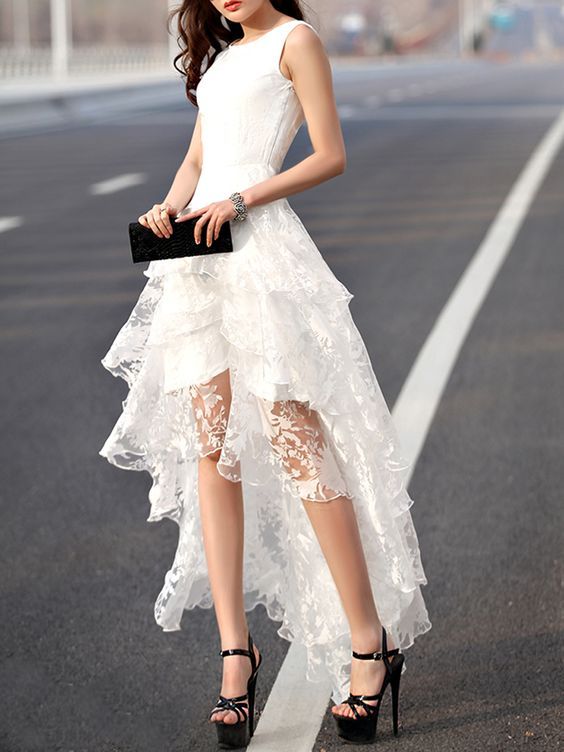 high lace dress white lace