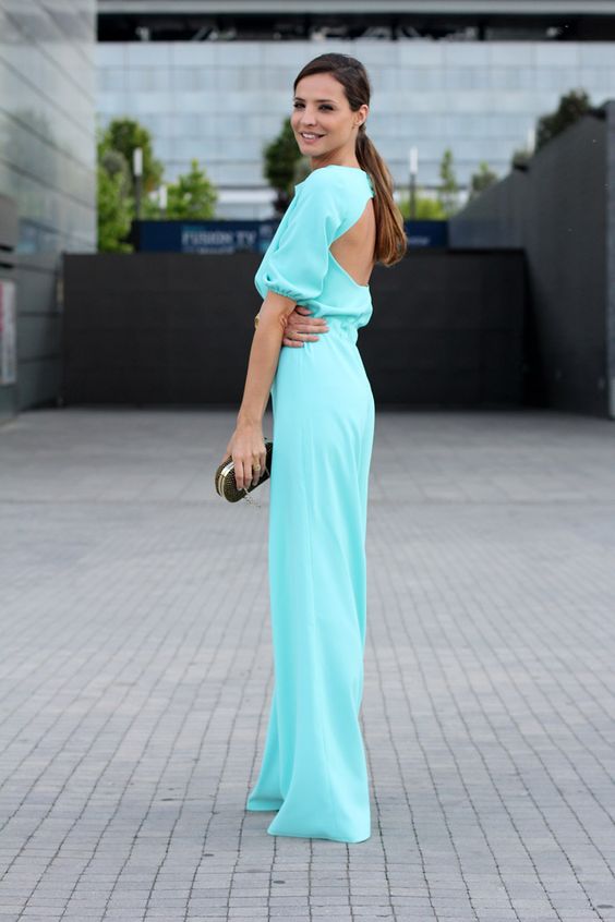 backless jumpsuit turquoise 