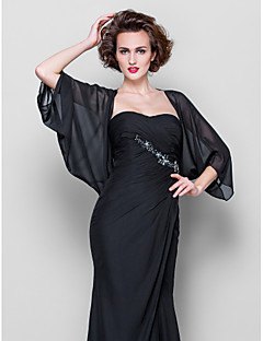 best black chiffon batwing jacket with strapless wedding gown