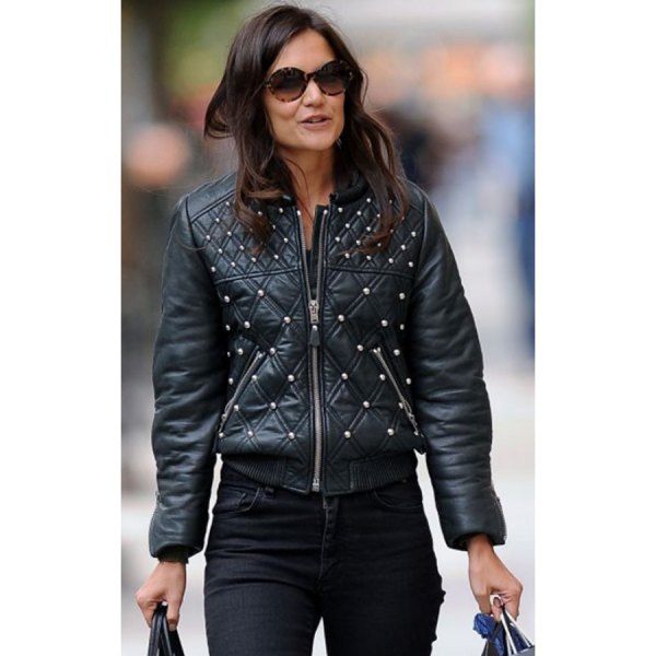black double bomber jacket with slim jeans