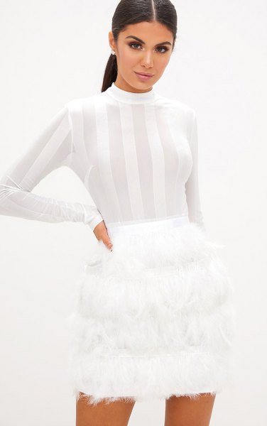 white half striped bodycon mini spring dress