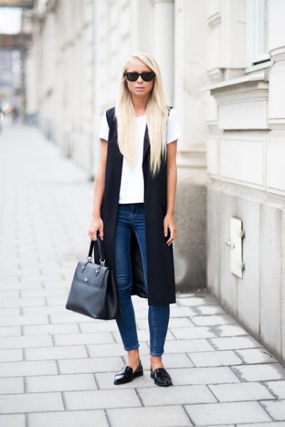 white tee jeans black loafers