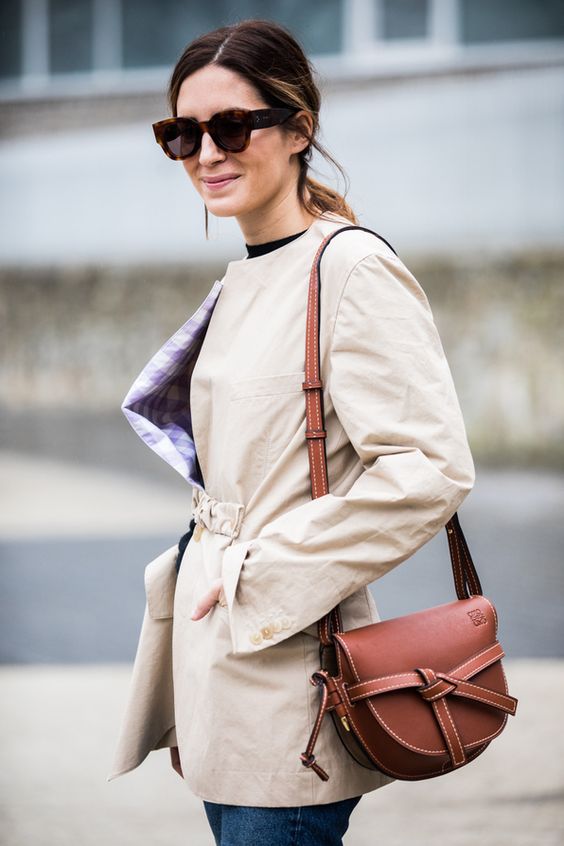 leather shoulder bag brown stylish
