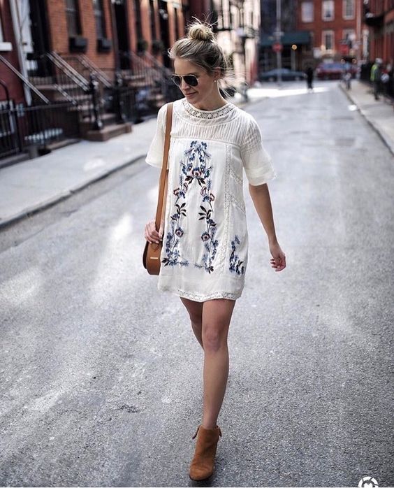white embroidered dress straight