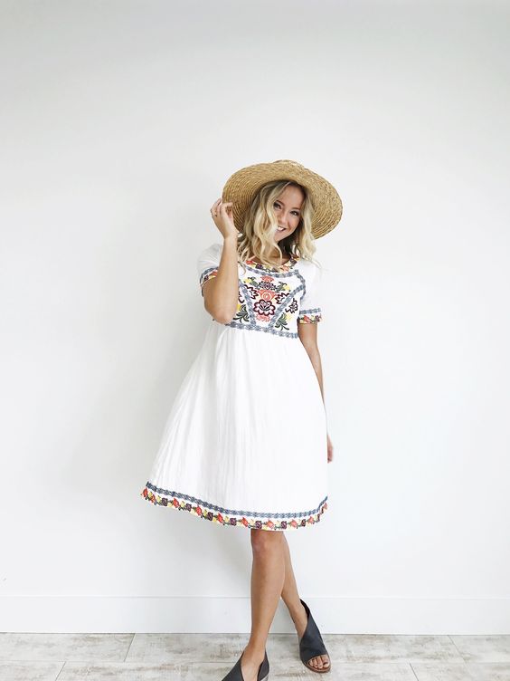 white embroidered dress summer