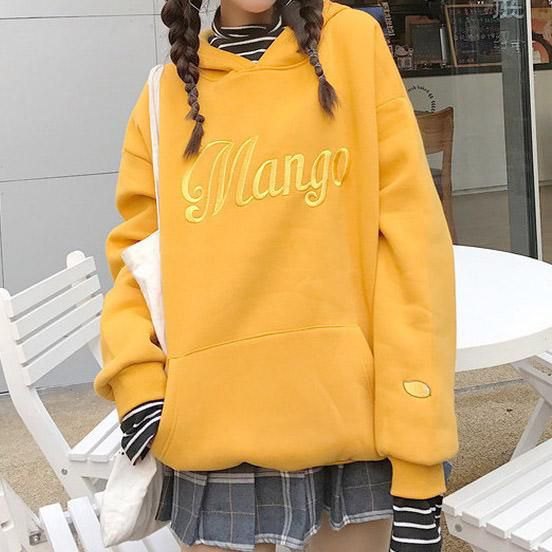 yellow embroidered hoodie plaid pleated mini skirt
