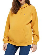 yellow heart embroidered hoodie with jeans