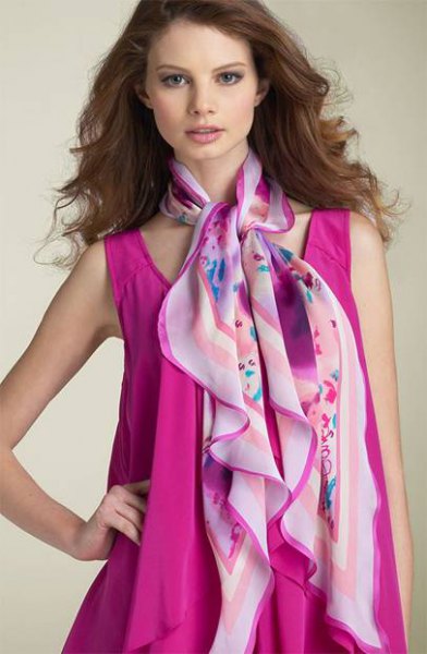 pink sleeveless chiffon plant dress