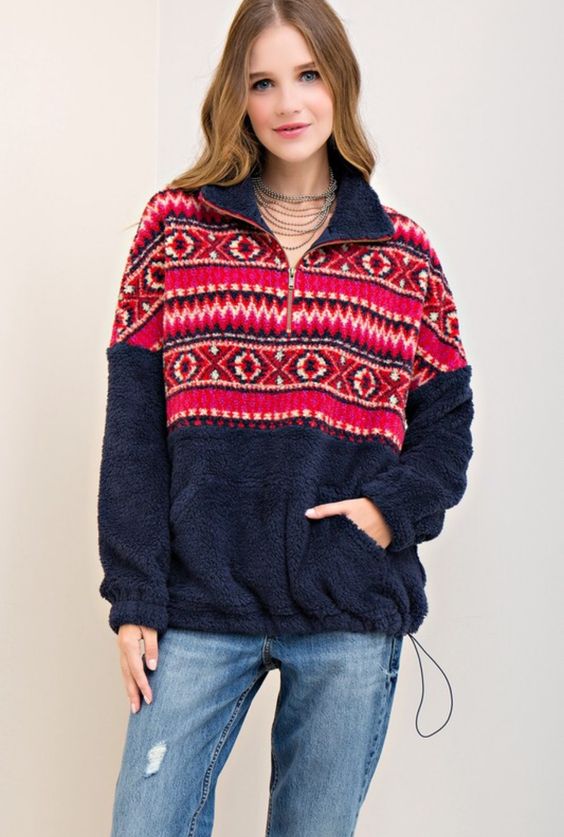 fleece pullover aztec