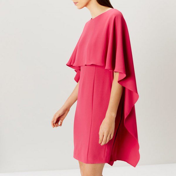 neon pink cape dress