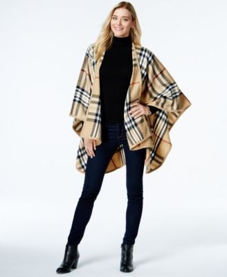 crepe and black plaid poncho sweater from matching sweater