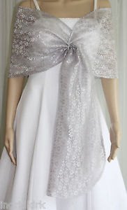 silver sheer white wedding dress