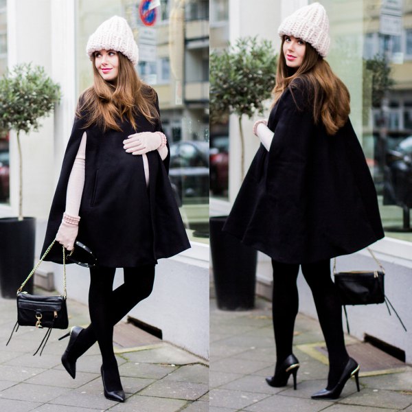 white long sleeve shape matching tee black coat