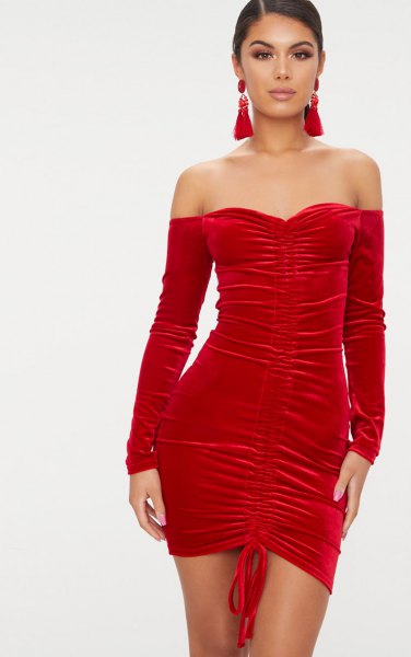 red darling tube dress separated long sleeves
