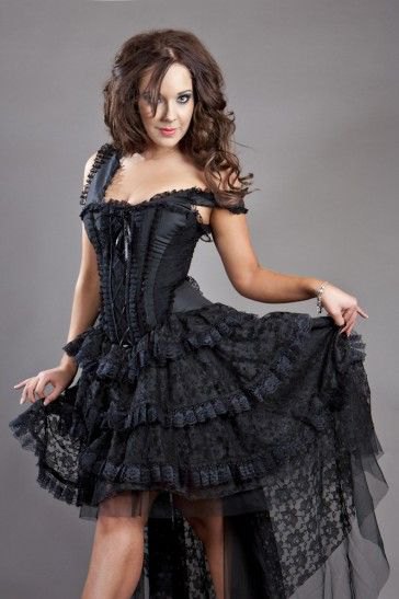 lace and tulle high low corset dress