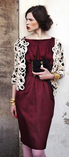 white lace shoulder back burgundy silk sheath midi dress