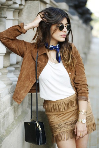 brown suede jacket france mini skirt