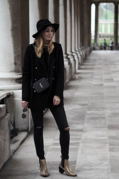 all black antique shoes with black outfit