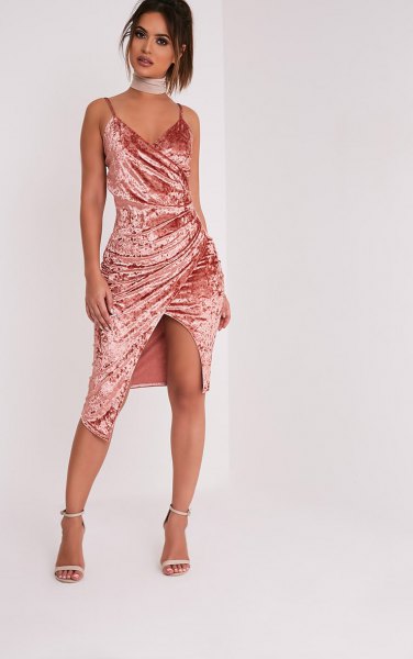 crushed dress with rose gold crushed velvet