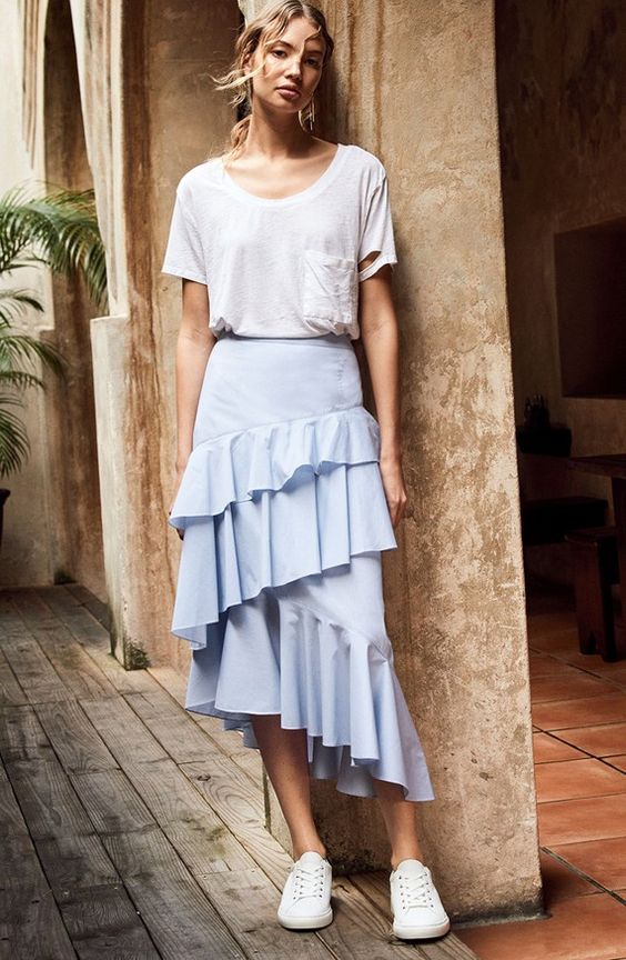 asymmetrical skirt casual pastel